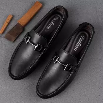 Fashion Man Shoes Leather Genuine Summer Mens Moccasin Shoes Fashion Leather Loafer Shoes Men Luxury Big Size 38-47 Male Casual Footwear 38 коричневый