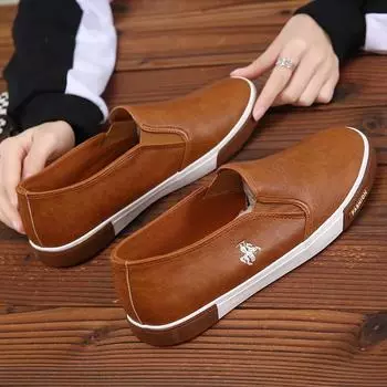 Fashion Man Shoes Quality Leather Men Casual Shoes Brand Mens Comfortable Slip on Khaki Driving Shoes Flat Male Loafers 2024 New 39 белый