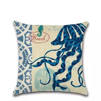 Fashion Marine Creative Organism Flax Cushion Cover Throw Pillow Case Decor Home D