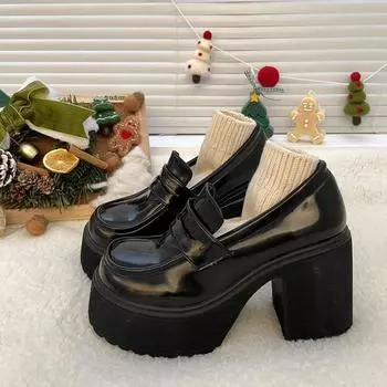 Fashion Mary Janes Ladies High Heels Chunky Shoes Woman 2024 Trend Vintage Black Sandals Students Jk Lolita Shoes Solid Elegant Heels 35