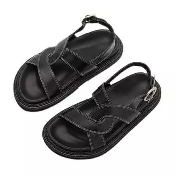 Fashion Mazefeng 2024 New Women Leather Shoes Summer Sandals Buckle Strap Hollow Out Beach Sandals Cool Ladies Footwear Size 35-39 35 светло-желтого