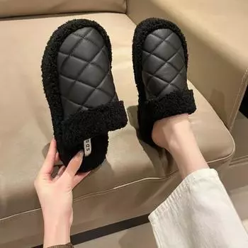 Fashion Med Shoes House Slippers Platform Cover Toe Fur Flip Flops Slides Plush Flat Rubber PU Fabric Rome Flat Shoes Female Cover Toe 35 бежевый