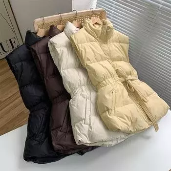 FASHION medium and thick down women s 2024 new winter white duck down lace-up Korean version stand-up collar warm fashion Clothes one size fits all