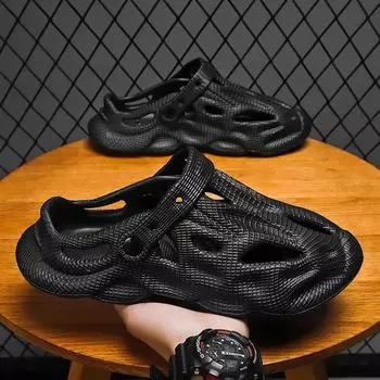 Fashion Men Beach Sandal EVA Slippers Soft Thick Sole Shoes Fashion Flip Flops Summer Men Slides Men Slipper Anti-Slip Waterproof Sandal 35 серый