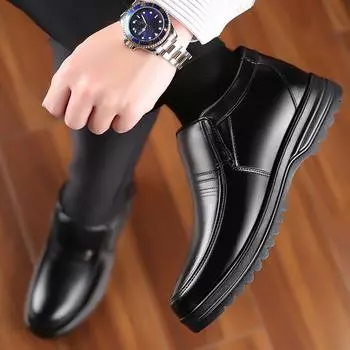 Fashion Men Boots Warm Fur Snow Boots AntiSlip Male Ankel Boots Plush Winter Men Sneakers Casual Men Shoes Waterproof Boots 6 коричневый