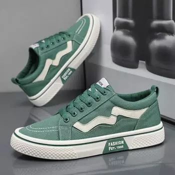 Fashion Men Canvas Shoes Sneakers Fashion Low-top Vulcanized Shoes Men Green Sneakers Breathable Casual Shoes Skateboard 39 красный