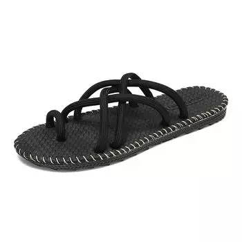 Fashion Men Casual Beach Flip Flops Cross Strap Breathable Sandals Home Flat Soft Comfortable Slippers Male Outdoor Slides Rome Sandals 39 коричневый