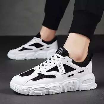 Модные мужские повседневные дышащие легкие спортивные туфли для подростков, кроссовки для скейтбординга, мужские черные белые туфли на платформе, кроссовки для тенниса 39 белый