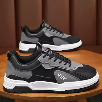 Fashion Men Casual Flats Shoes 2024 New Waterproof Wear-resistant Sneakers Male Student Board Shoe Non Slip Jogging Shoes Tenis 39 чёрный
