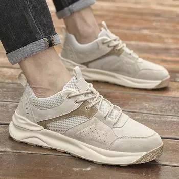 Fashion Men Casual Shoes All-match Mens Breathable Sneakers Handmade Men s Vulcanize Footwear New Male Comfortable Driving Shoe 38 бежевый