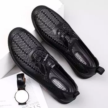 Fashion Men Casual Shoes Black Light Sneakers Outdoor Water Summer Men shoes Classic Breathable Soft Walking Shoes Men Loafers 37 чёрный