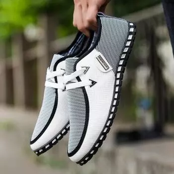 Fashion Men Casual Shoes Breathable Slip-on Comfortable Flat Male Shoe Autumn Spring Light Plus Size New Man Sneakers Zapatillas Deporte 39 небесно-голубой