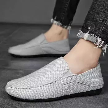 Fashion Men Casual Shoes Fashion Breathable Summer Shoes For Men Trend Slip On Shoes New Loafers Espadrille Sneakers Male 2024 39 бежевый