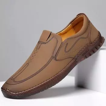 Fashion Men Casual Shoes Loafers 2024 New Fashion Handmade Retro Flat Lazy Driving Shoes Zapatos Breathable Casuales Hombres Men Shoes 38 чёрный