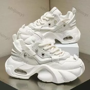 Fashion Men Casual Sneakers Fashion Breathable Thick Sole Sports Casual Shoes Anti-Slip Wear Resistant Running Shoes Zapatillas Hombre 39 белый