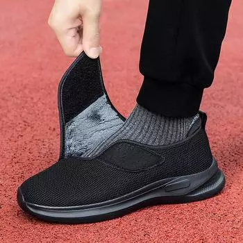 Модные мужские туфли из хлопка, плюшевые, теплые, замшевые, мокасины, мужские туфли без застежек, на плоской подошве, повседневные мокасины для дома и улицы, мужские мокасины 39 темно-серого