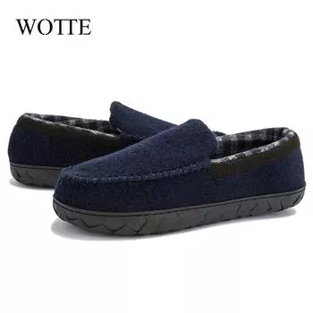 Fashion Men Cotton Slippers Microsuede Moccasins Shoes for Men Slip-On Flat Shoes with Memory Foam Sole Indoor Outdoor Casual Loafers 40 дубильная кора