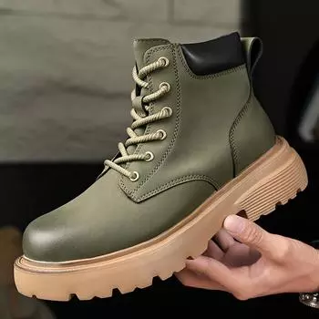 Fashion Men Designer Anti-Slip Basic Boots High Top Casual Sneakers Outdoor Thick Sole Mens Walking Boots Style All-match Men s Boots 38 хаки