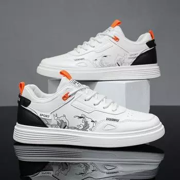 Модные мужские повседневные кроссовки, летние новые дышащие удобные туфли для скейтбординга, белые теннисные туфли, легкая трендовая повседневная обувь для стритборда 39 белый