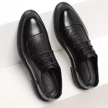 fashion Men Formal Shoes 2024 Fashion Patent Leather Dress Shoes Men Spring & Autumn Brand Business Office Wedding Footwear Men Shoes we 6 чёрный