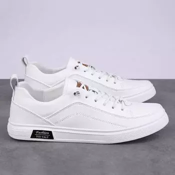 Модные мужские повседневные дизайнерские туфли из натуральной кожи на плоской подошве, классические кроссовки из хлопка для бега, нескользящие, теплые, для ходьбы, для скейтбординга, мода 2024 года 38 чёрный