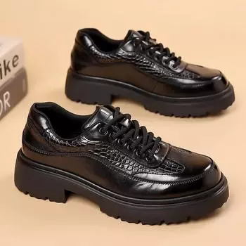 Fashion Men Genuine Leather Sneakers Luxury Brand Fashion Crocodile Pattern Antiskid Vulcanized Shoe 2024New Thick Bottom Designer Shoes 38 коричневый