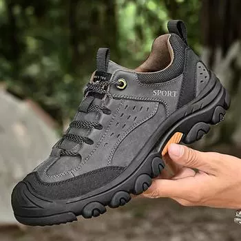 Fashion Men Genuine Leather Sports Sneakers Man Travel Casual Shoes Leisure Walking Climbing Men s Footwear Outdoor Camping Hiking Shoes 38 коричневый