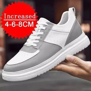 Fashion Men Heightening Shoes Casual Sneakers Summer Genuine Leather Comfortable Soft Sole Non Slip Elevator Shoes Mens Shoes Size 36-46 36