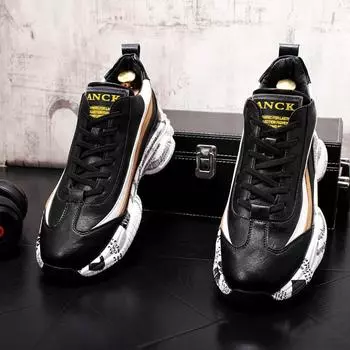 Fashion Men Leather Shoes Sneakers Mens Boots Fashion Casual Man Male Platform Shoes for Men Designer Luxury Shoes 38 белый