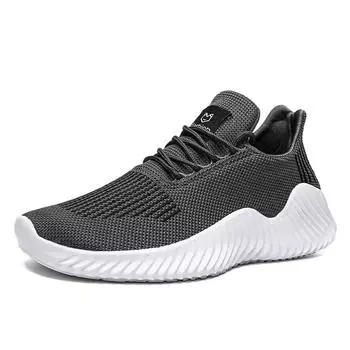 Fashion Men Lightweight Casual Shoes Non-slip Lace Up Platform Men Shoes Comfortable Breathable Mesh Sneakers Zapatillas Hombre 2024 39 серый