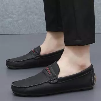 Fashion Men Loafers genuine Leather slip on Moccasins Handmade Driving Shoes soft Italian Shoes Luxury Brand Mens Loafers Man Flats 6.5 белый