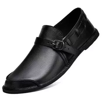 Fashion Men Loafers Male Comfortable Driving Shoe Genuine Leather Men Casual Soft Flats Non-Slip Mens Walking Shoes Mens Slip on Shoes 38 темно-коричневого