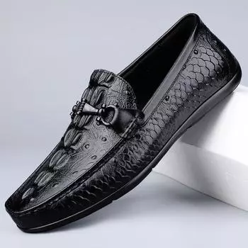 Fashion Men Loafers Real Leather Shoes Fashion Men Boat Shoes Brand Men Casual High Quality Male Flat Wedding Party Formal Leather Shoes 37