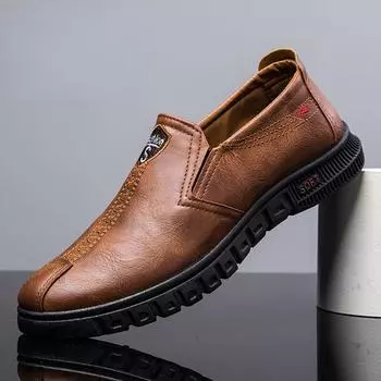 Fashion Men Loafers Shoes Authentic All-match Casual Slip on Men Casual Shoes To Work Soft Sole Pedal Men Flat Shoes 7 чёрный