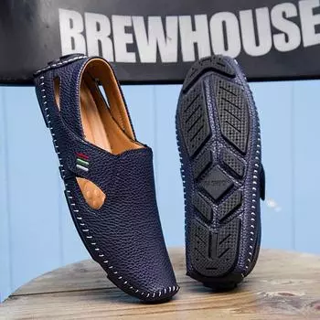 Fashion Men loafers Shoes Casual Genuine Leather Mens Loafers Moccasins Handmade Slip On Boat Shoes Classical Homme Oversized H338 37 белый