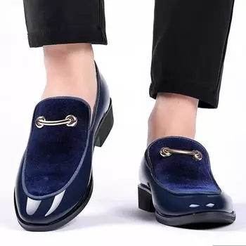 Fashion Men Loafers Wedding Dress Shoes Hair Stylist Single Shoes British Suede Lacquer Casual Business Shoes Men Plus Size 48 38 чёрный