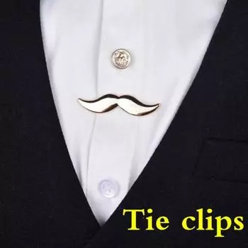 Fashion Men Male French Beard Moustache Shirt Bag Tie Clips Golden Silver Vintage Mens Tie Clips for Shirt