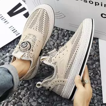 Fashion Men Mesh Sandals Non-slip Summer High Quality Outdoor Beach Slippers fashion Casual Shoes Men s shoes Water Shoes men 39 чёрный