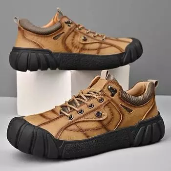 Fashion Men Mountaineering Shoes New British Style Outdoor Anti Slip Comfortable Thick Sole Sports Casual Shoes Travel Vacation 39 коричневый