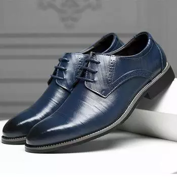 Fashion Men Oxfords Shoes British Black Blue Shoes Handmade Comfortable Formal Dress Men Flats Lace-Up Bullock Business Shoes hjm7 38 коричневый