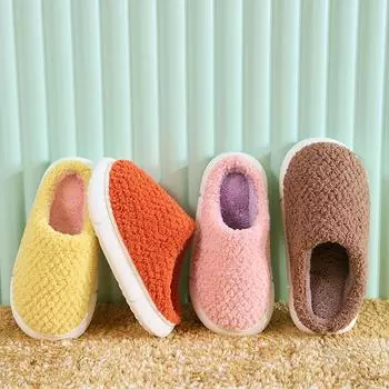Fashion Men s and Women s New Cotton Slippers Thick-soled Warm Slippers Couple Shoes Home Indoor and Outdoor Half-pack Plush Slippers 36-37(fit 35-36) коричневый