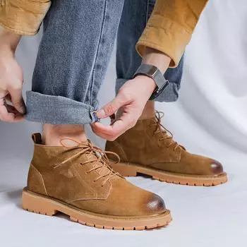 Fashion Men s Ankle Boots 2024 Winter Mid Top Boots Outdoor Boots Luxury Brands Classic Design High Top Men Casual Shoes Autumn Choice 38 серый