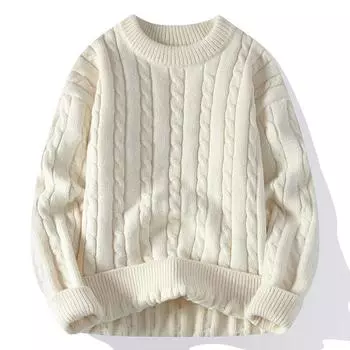 Fashion Men s Autumn and Winter Sweater Twist Crew Neck Men s Casual Knitted Sweater M