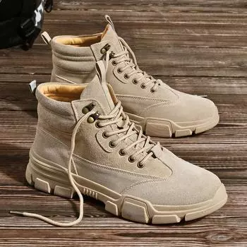 Fashion Men s Autumn Winter Hight-Top Cotton-Padded Shoes Velvet Warm Durable Haed-wearing Shock Absorption Lace Up Shoes 39