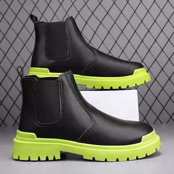 Fashion Men s Biker Boot Mens Boots Street Water Proof Casual Leather Shoes Trendy All-match Platform Anti-slip British Explosive Style 39