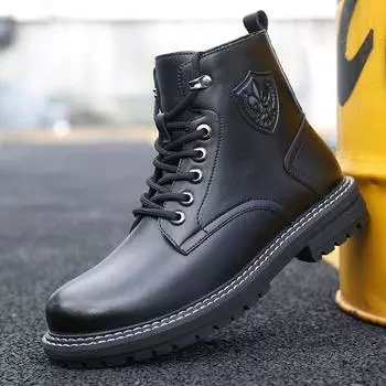 Модные мужские ботинки 2025 года, осень и зима, модные, повседневные, из бархата, теплые, с высоким берцем, британский стиль, средний размер обуви 38-44 38