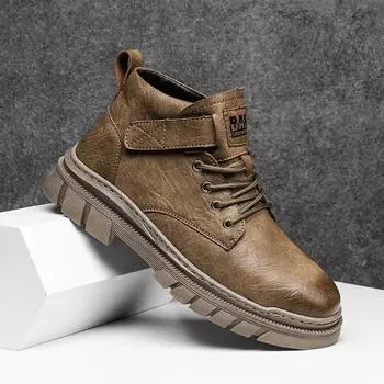 Fashion Men s Boots Fashion High-top Leather Work Shoes New Designer Motorcycle Ankle Boots Luxury Brand Men Casual Shoes Male Boots 39