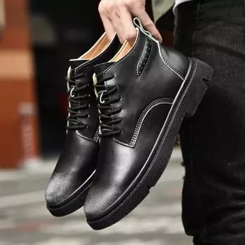 Модные мужские ботинки зимние с мехом теплые деловые ботинки мужские повседневные мотоциклетные ботинки для мотокросса мужская удобная военная обувь 38