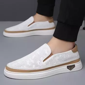 Fashion Men s breathable mesh casual shoes Fashion Casual Shoes Non-slip Outsole Family Fitness Tennis Travel Hiking Board shoes 38 белый