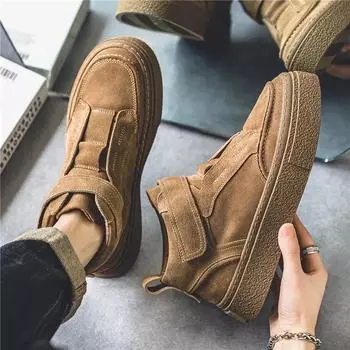 Fashion Men s Brown Retro High Top Boots Autumn Winter Fashion Anti Slip Comfortable Flat Shoes Outdoor Sports and Casual Shoes 39 хаки